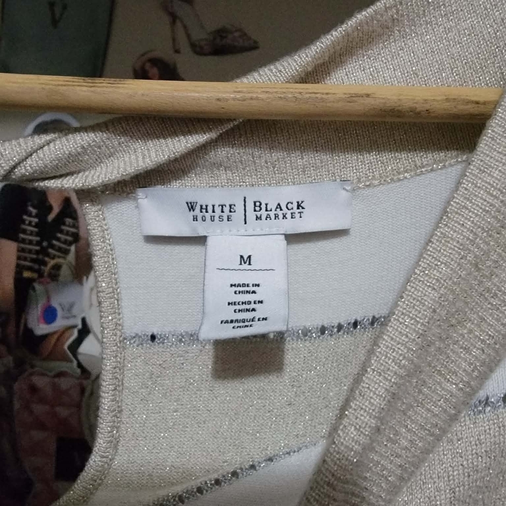 White House Black Market Metallic Striped Long Sleeve - Picture 4 of 5